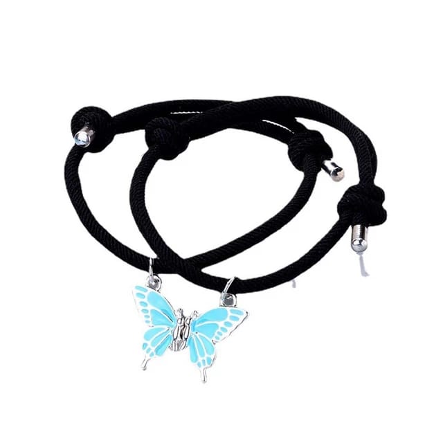 Butterfly Light Blue Friendship Bracelet Set Of 2