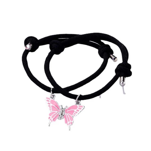 Butterfly Light Pink Friendship Bracelet Set Of 2