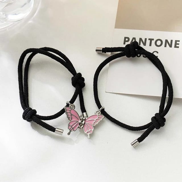 Butterfly Light Pink Friendship Bracelet Set Of 2