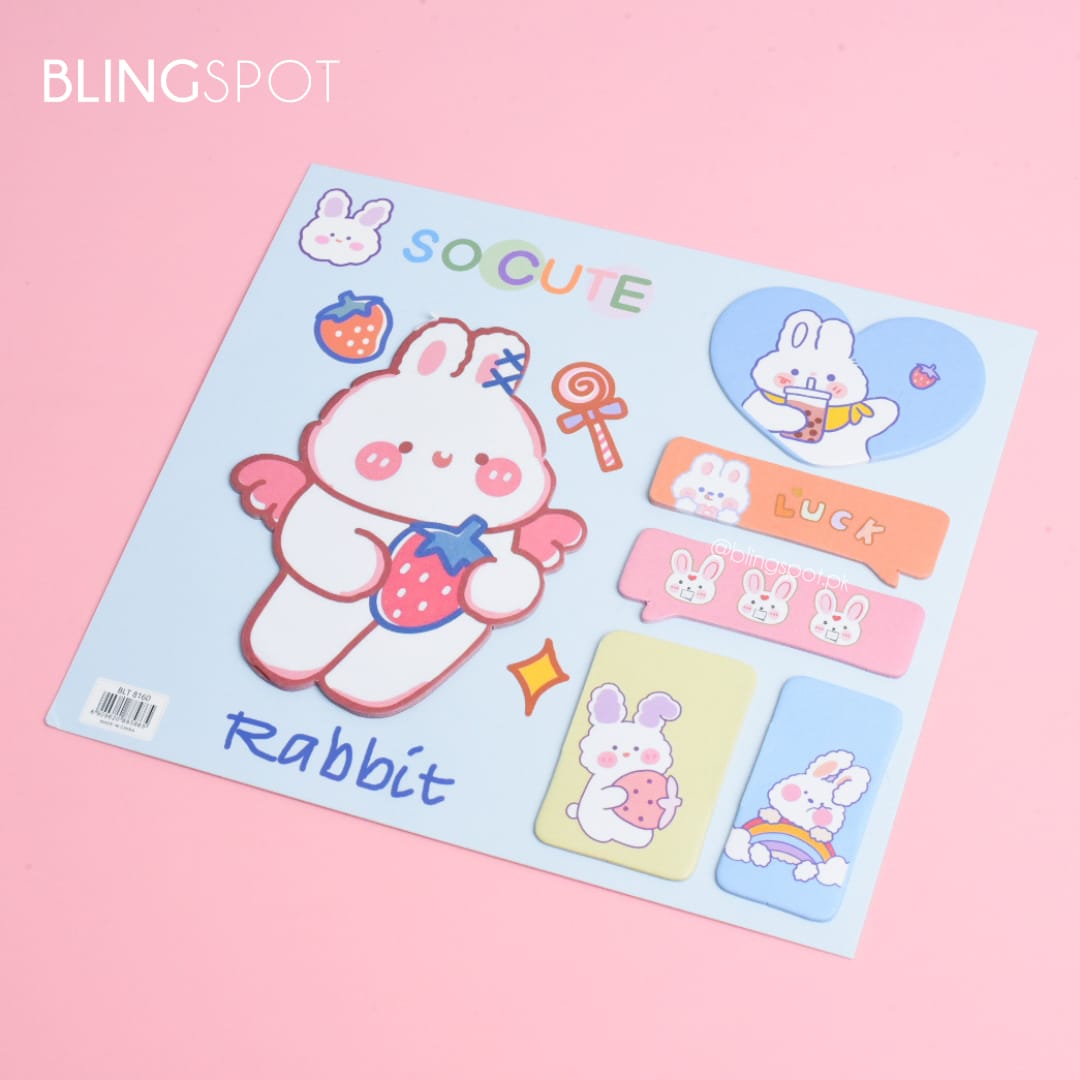Cute Bunny Memo Pad Sticky Note Set - Style 4