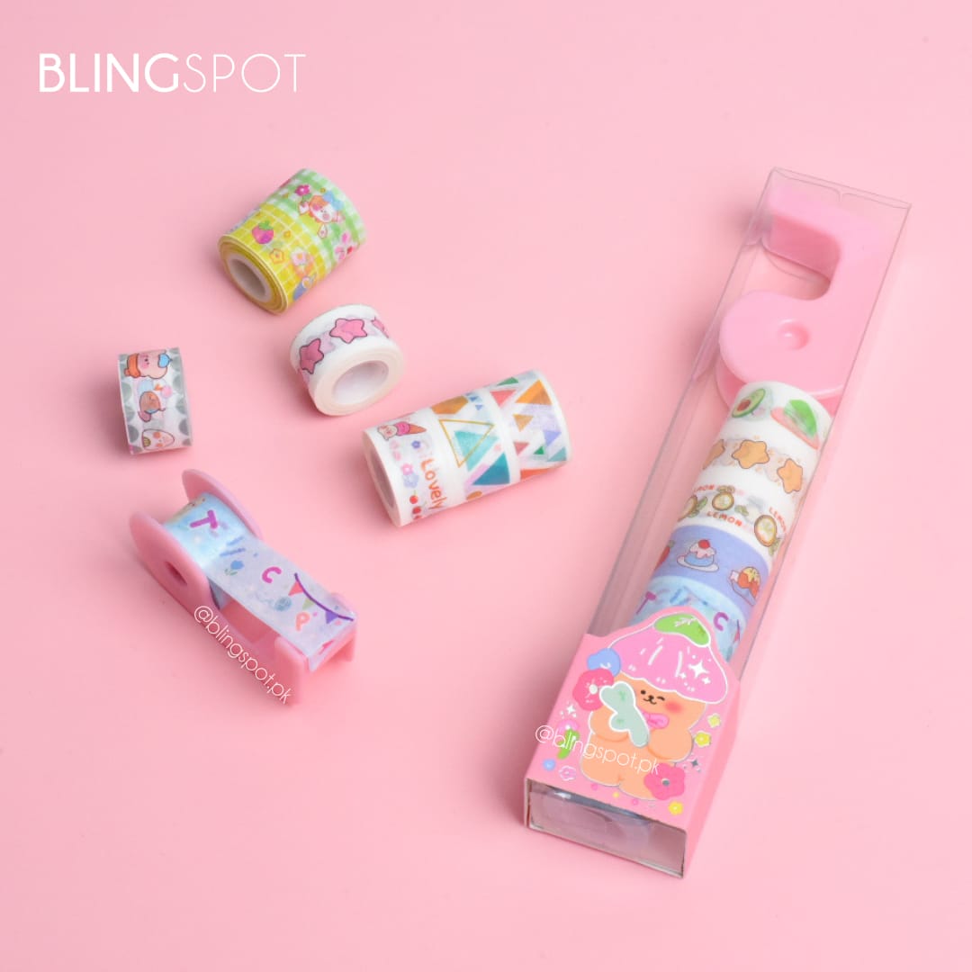 Cute Bear Series Washi Tape Set of 8 + Tape Dispenser - Style 2