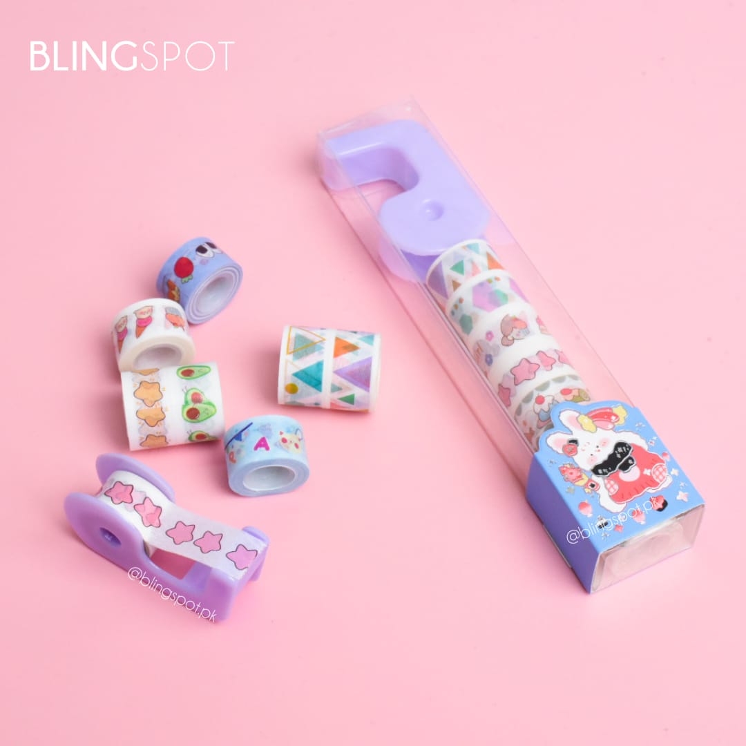 Cute Bunny Series Washi Tape Set of 8 + Tape Dispenser - Style 4