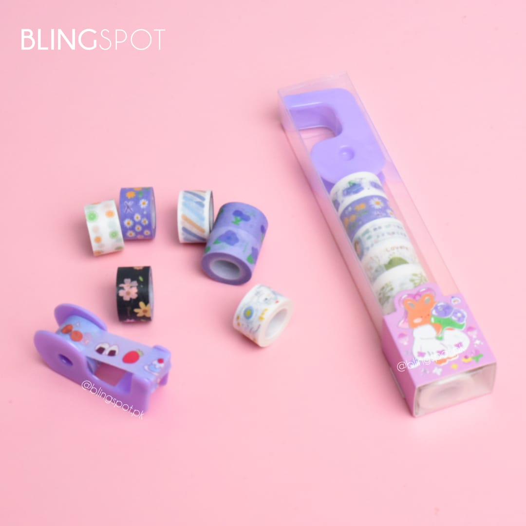 Cute Bunny Series Washi Tape Set of 8 + Tape Dispenser - Style 3