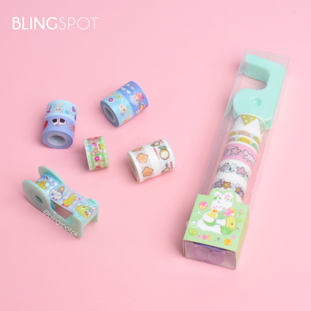Cute Bunny Series Washi Tape Set of 8 + Tape Dispenser - Style 2