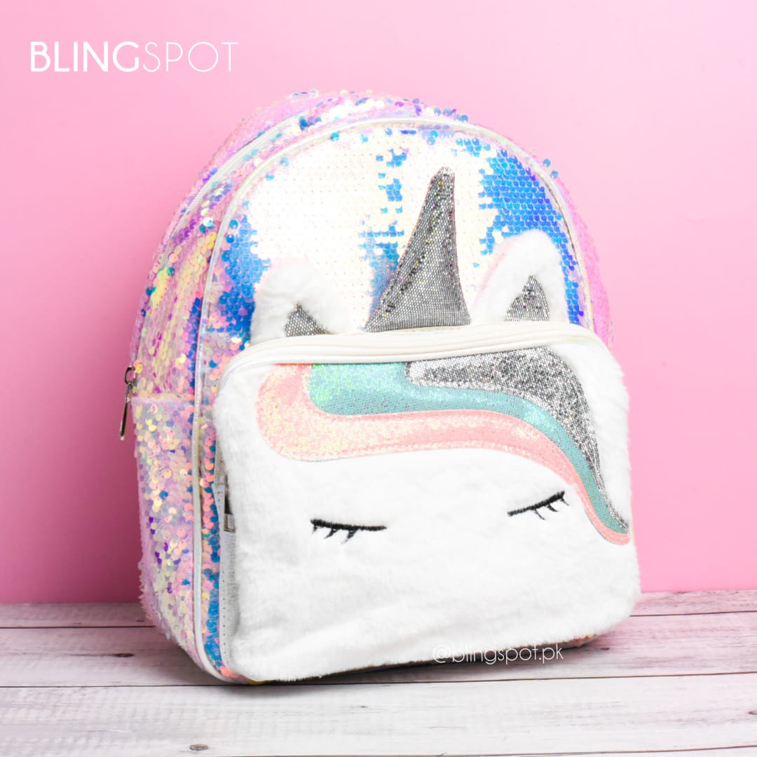 Dream Unicorn Sequin White Backpack - Style 1