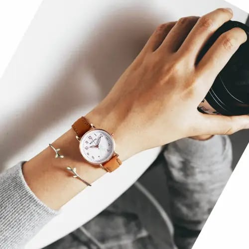 Mstianq  Rose Gold & Brown  - Wrist Watch