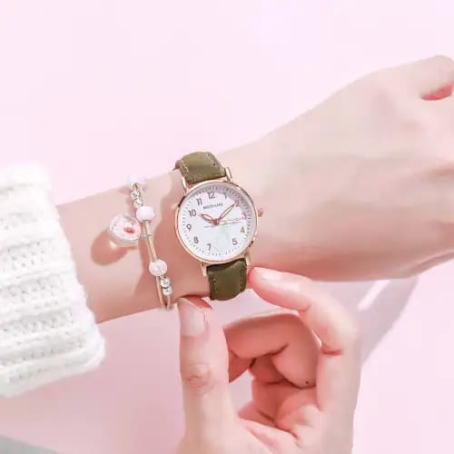 Mstianq  Rose Gold & Green  - Wrist Watch