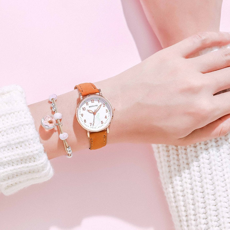 Mstianq  Rose Gold & Brown  - Wrist Watch