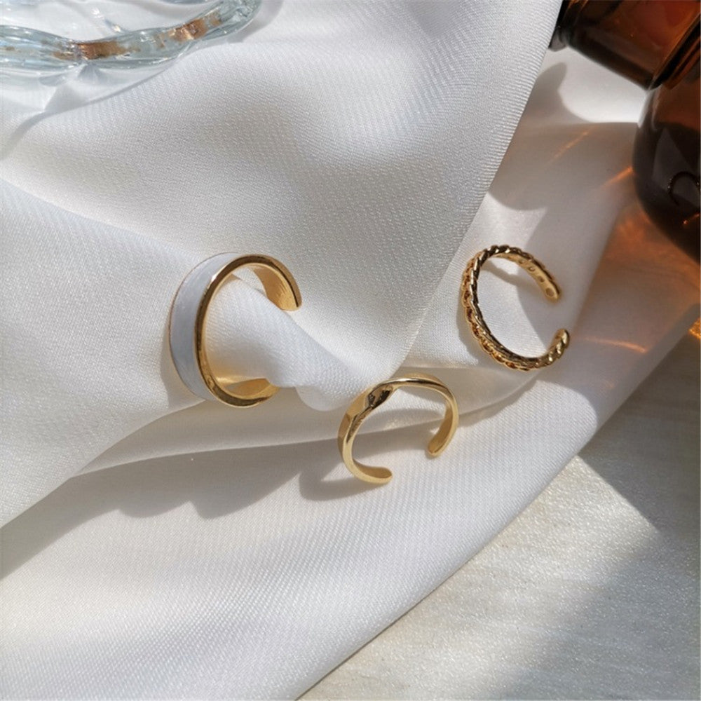 Gold Glam Ring Set Of 3
