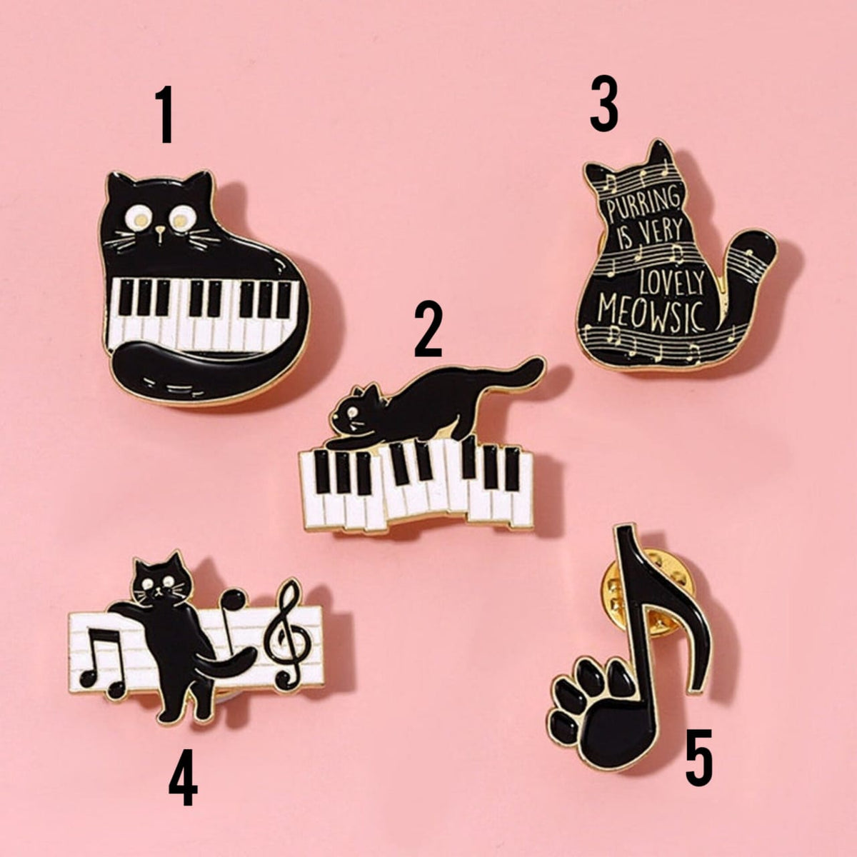 Black Cat Music Lover - Enamel Pin