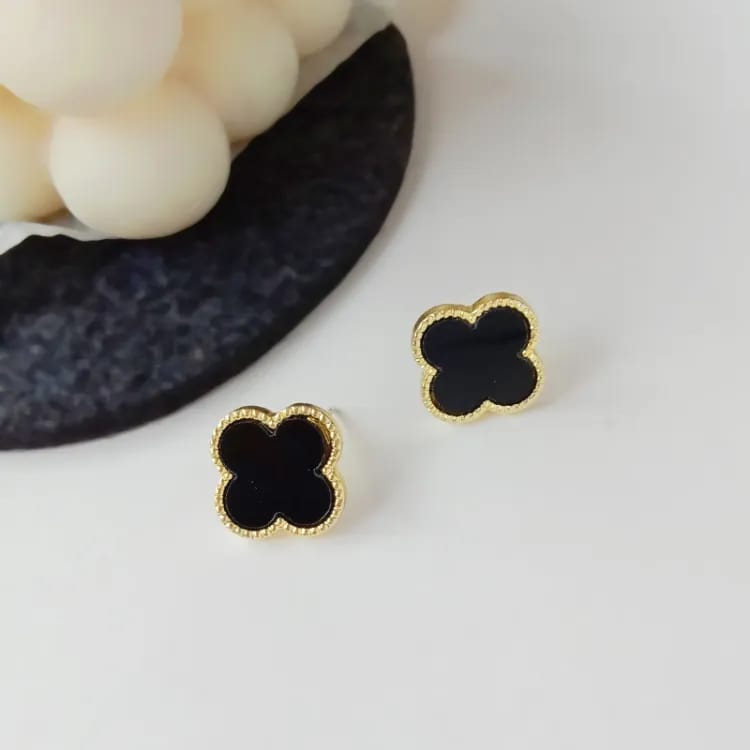 Black & Gold Flower - Earring