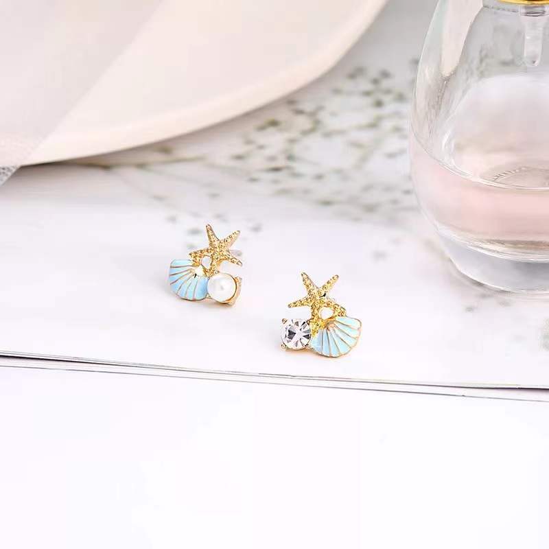 Mini Sea Shell Blue  - Earring