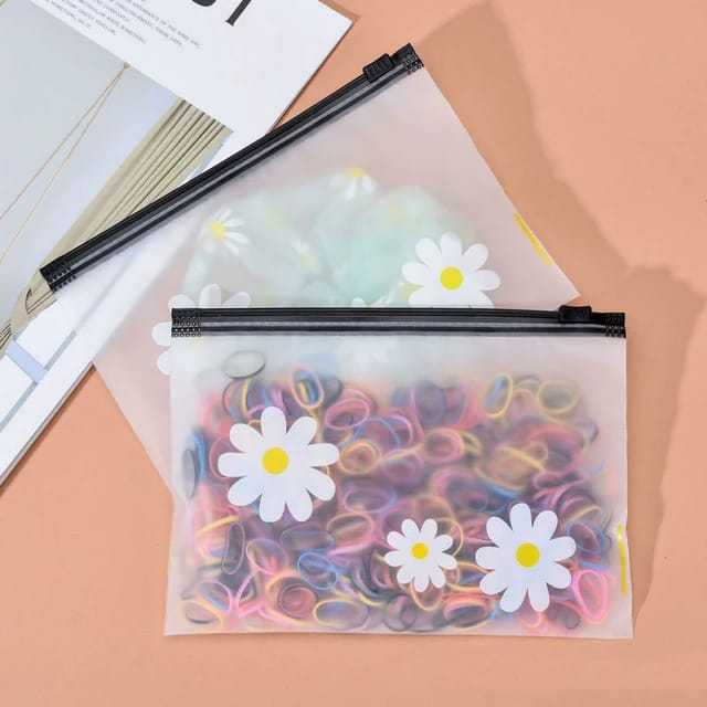 White Daisy Flower Pouch Water Resistant