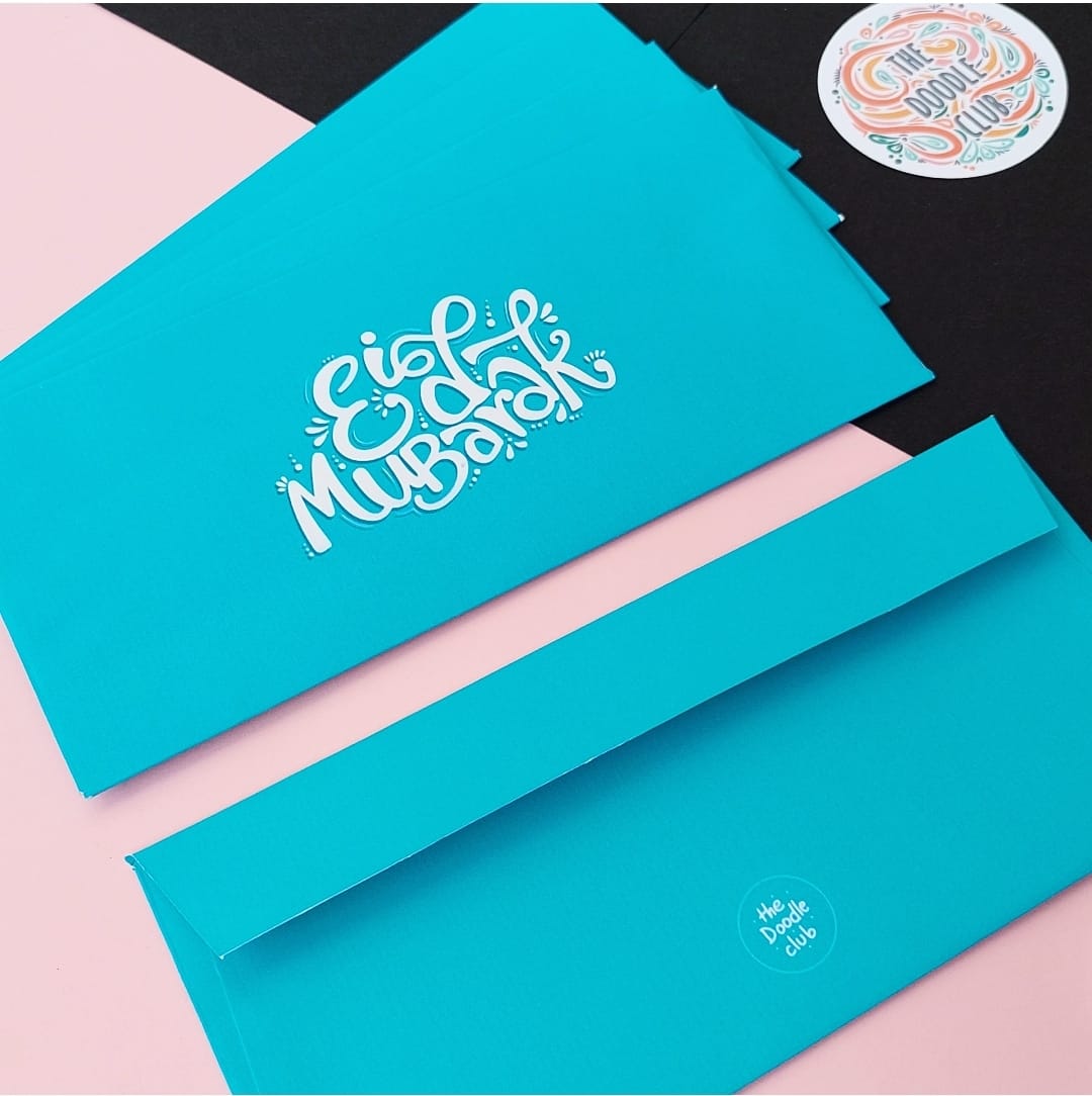 Turquoise Blue Eid Mubarak - Envelopes