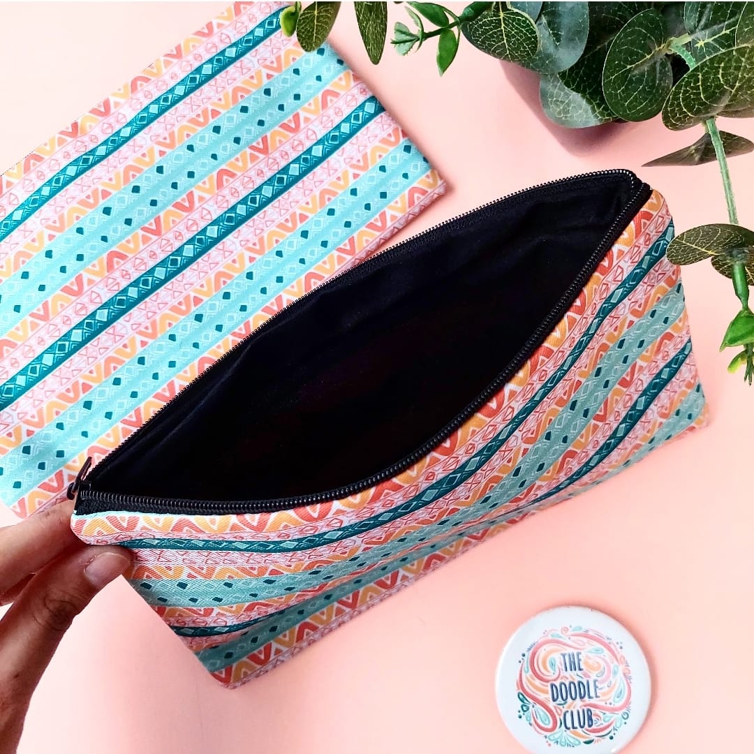 Pastel Doodle Zipper - Pouch