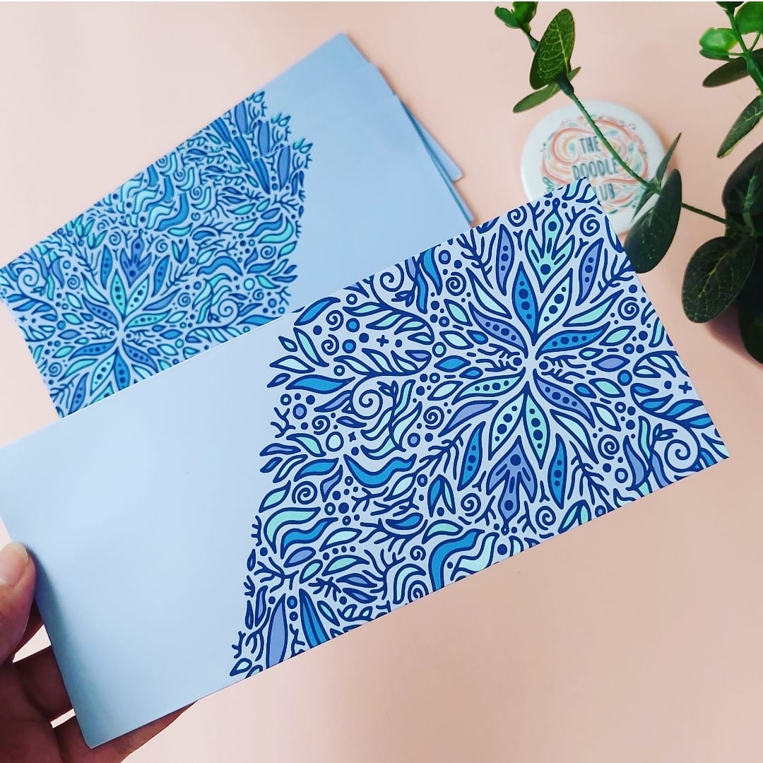 Lilac Leaves Doodle Envelopes