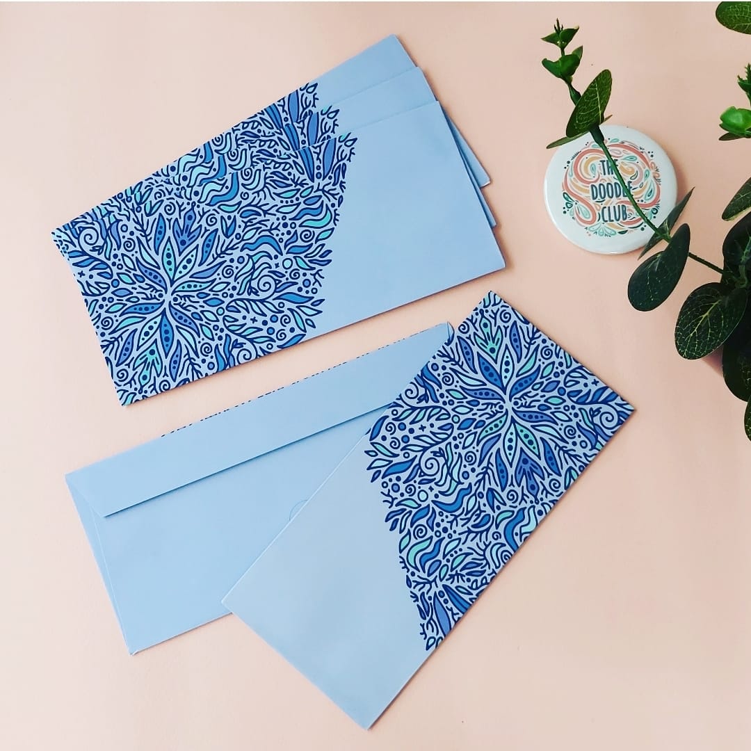 Lilac Leaves Doodle Envelopes