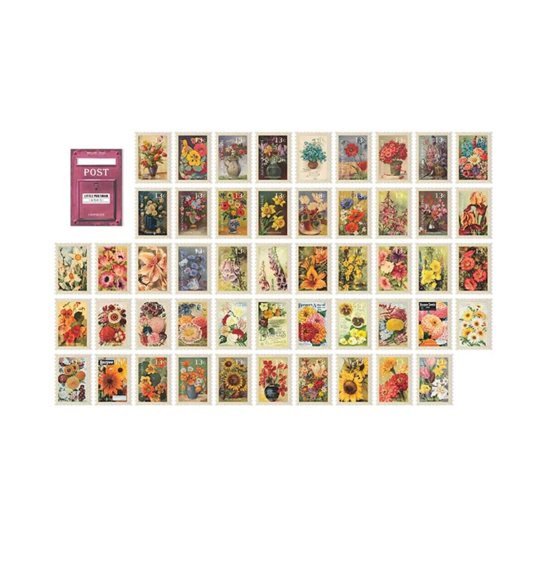 Vintage Stamps 100 Stickers