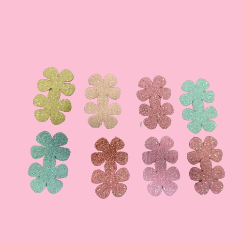 Glittery Flower &amp; Bow - Hair Stick Ons