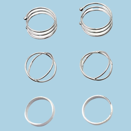 Silver Plated - Ring Set of 6