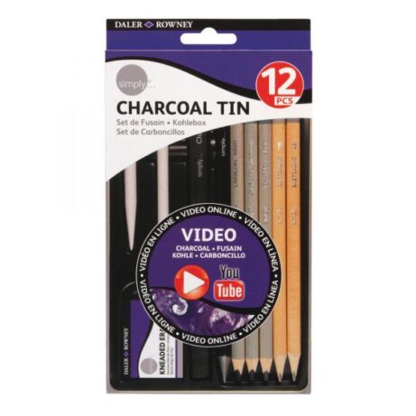 Daler Rowney Charcoal Pencils Tin Box Of 12