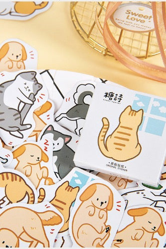 Cute Cat &amp; Dog - Sticker