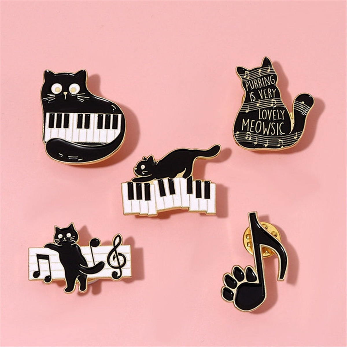 Black Cat Music Lover - Enamel Pin