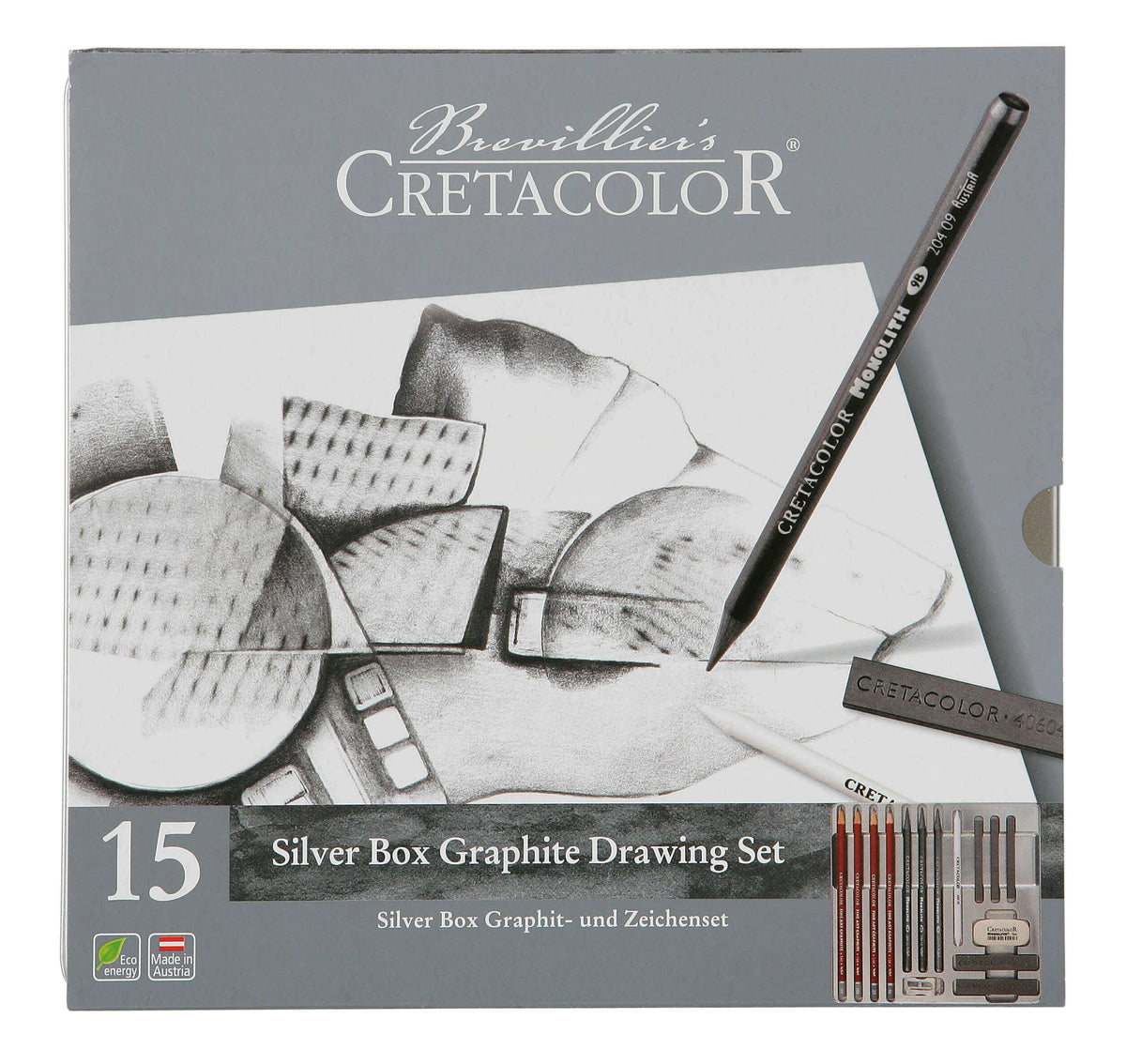 Cretacolor Silver Tin Graphite Drawing Set Of 15