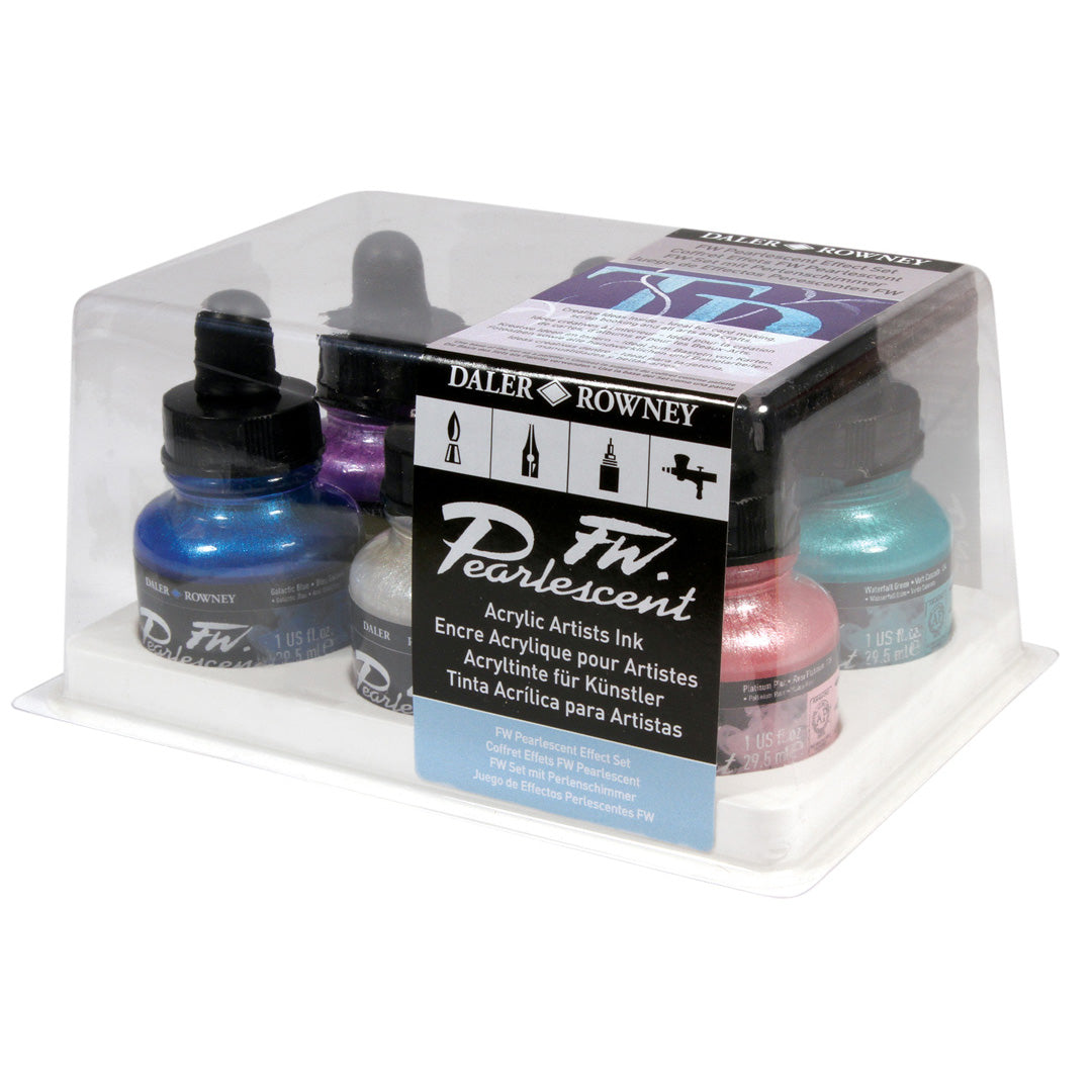 Daler Rowney FW Pearlescent Liquid Acrylic Inks Set of 6 – 30ml
