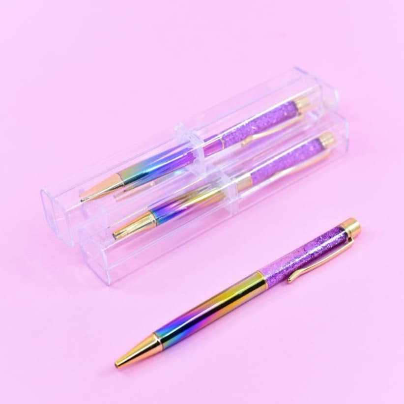 Rainbow Metallic Ball Pen - Purple Glitter