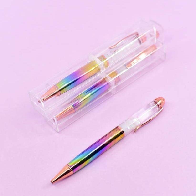 Rainbow Metallic Premium Metal Ball Pen - White Diamond Cutting
