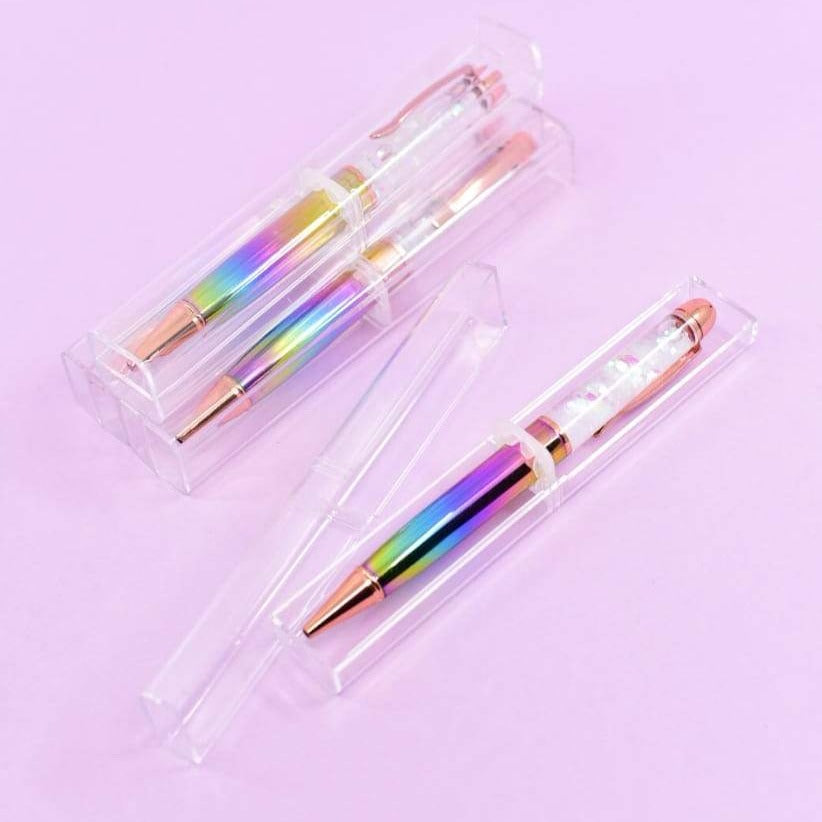 Rainbow Metallic Premium Metal Ball Pen - White Diamond Cutting