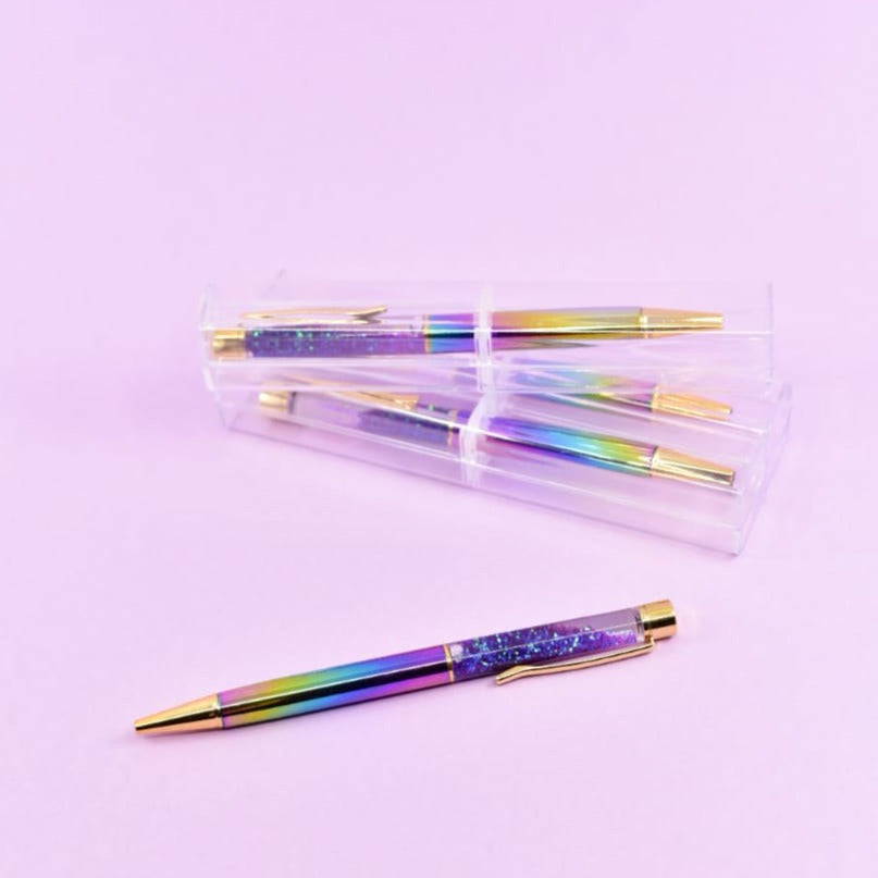 Rainbow Metallic Ball Pen - Purple Gradient Glitter