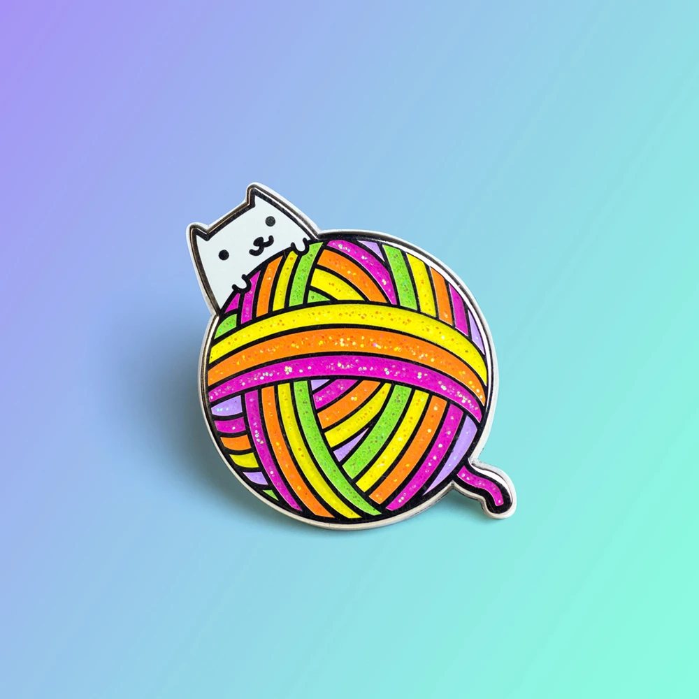 Cat Rainbow Cotton Ball  - Enamel Pin