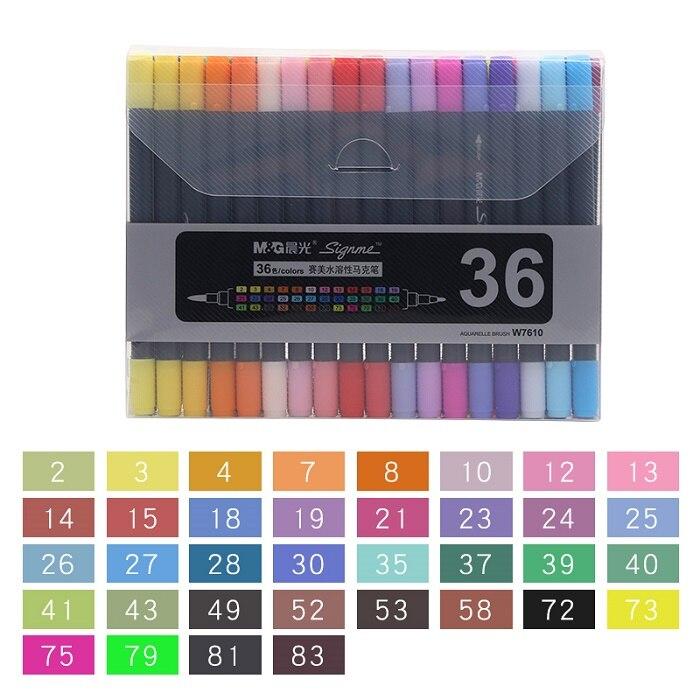 M&G AQUARELLE Brush Marker Dual Side Set of 12 & 18 & 24 & 36 & 48 Colors