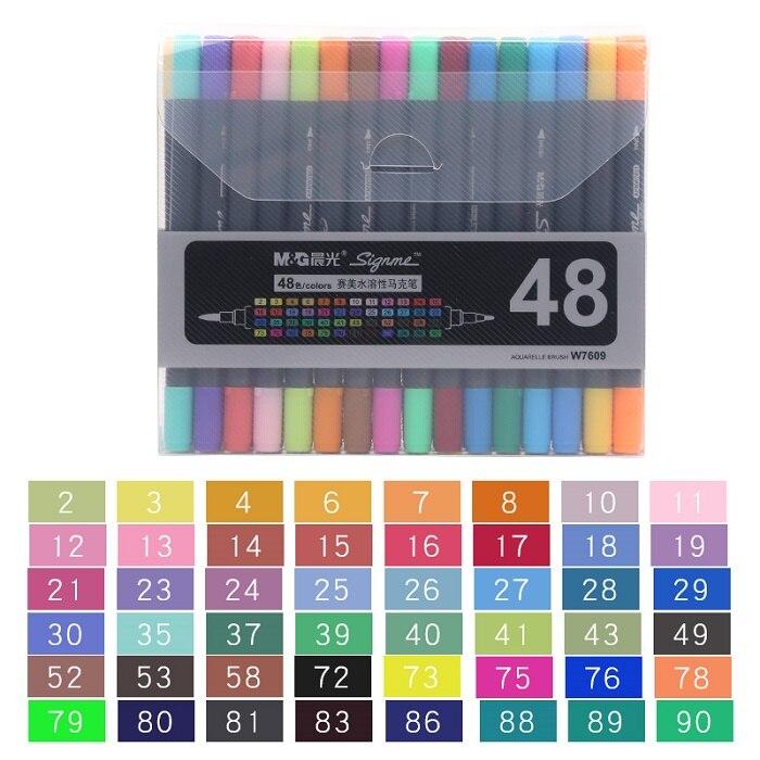 M&G AQUARELLE Brush Marker Dual Side Set of 12 & 18 & 24 & 36 & 48 Colors