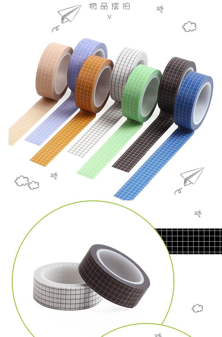 Basic Color Grid Washi Tape
