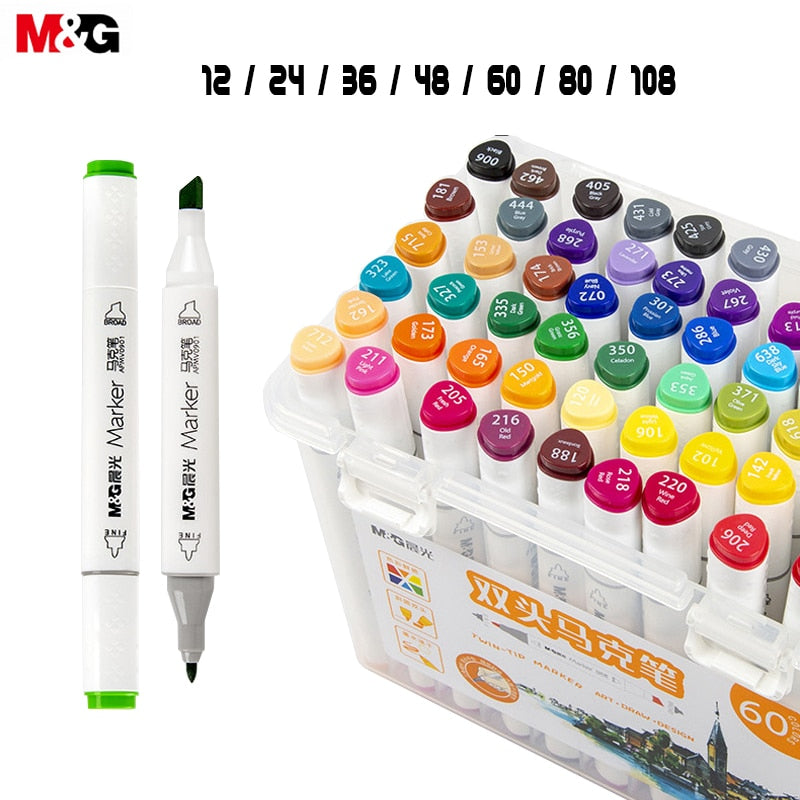 Ohuhu Markers, 48-color Double Tipped Alcohol Markers, Chisel&Fine