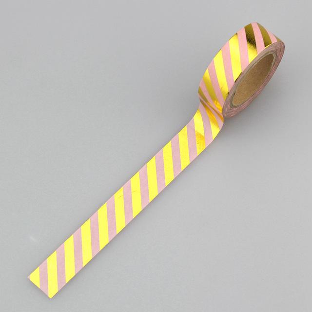 Stripes  Gold Foil Pink Washi Tape