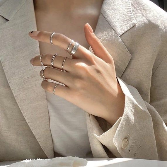 Silver - Rings Set Of 7